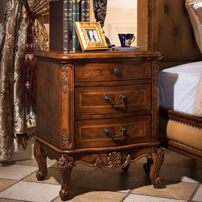 China Luxury Dongguan Factory Hand-Carved Flowers Side Table Bedroom Furniture Set With Storage 2 DrawerDongguan Factory Nightstand Wood Draw for sale