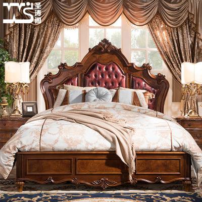 China Traditional American Style King Size Bedroom Set Classic Luxury Wooden Frame For Bedroom for sale