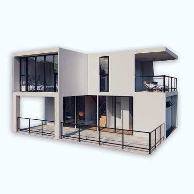 China modern house luxury prefab house make home light silver steel structure villa made in china for sale