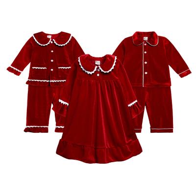 China Flannel Customized LOGO Baby Children Christmas Homewear Flannel Pajama Set Skirt DTZ9535R for sale