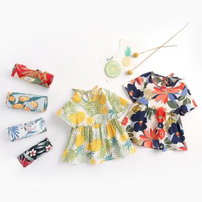 China Customized Washable LOGO Girls Dress Floral Baby Skirt Girl Summer Skirt Baby Kids Princess 2021 New One-Piece Dress 905X for sale