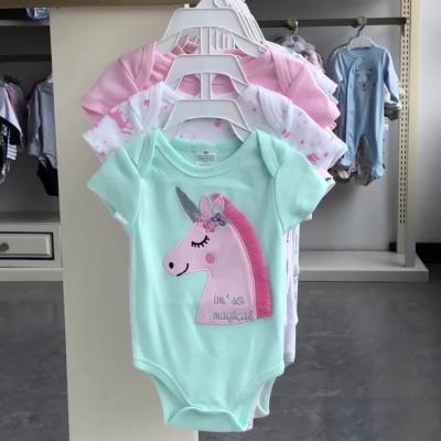 China Wholesale Hot Selling LOGO Cotton Customized Baby Children's One-Piece Summer Short Sleeve One-Piece Romper HY2223 for sale