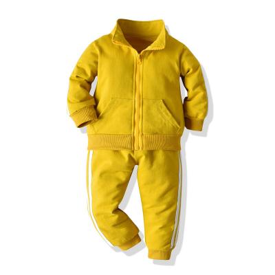 China Anti-Static LOGO Customized Children's Clothing Suit Baby Zipper Jacket Striped Two-Piece Sports Suit 828 for sale