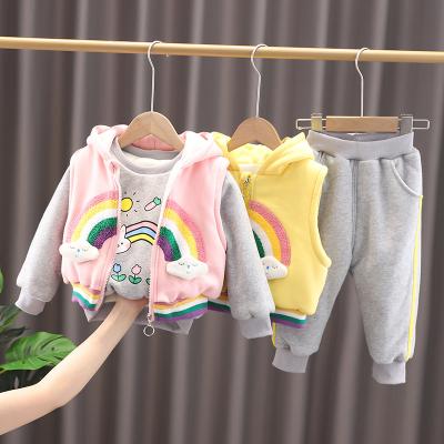 China 2021 New Children's Clothing Girls' Winter Sports Baby Hoodie Three-piece Suit 0034 Cotton Customized LOGO Children's Clothing for sale