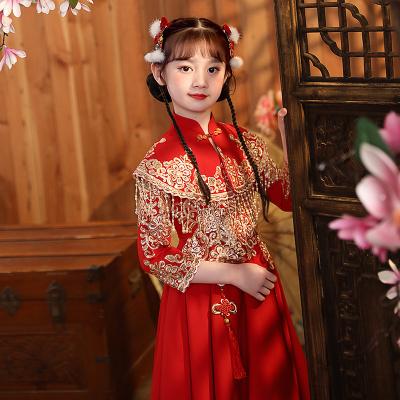 China Hot Selling Children's Breathable Hanfu 2021 Autumn And Winter New Chinese Style Girl's Performance Clothing Suit Tang Suit HP2001 for sale