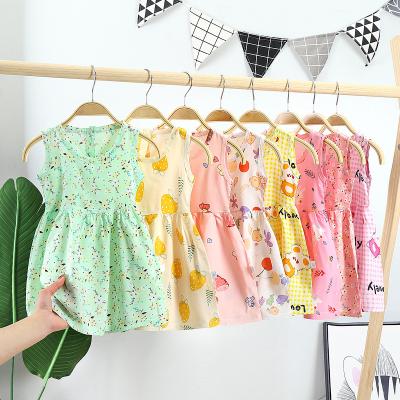 China Hot Selling Children's Clothing Summer New Style Cotton Kids Princess Breathable Silk Girls Dress Thin Breathable Nightgown R698 for sale