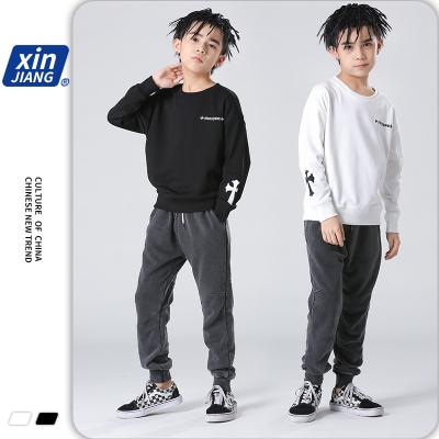 China Customized LOGO Children Anti-pilling Boys Fall/Winter 2021 Long Sleeve T-shirt Crewneck Long Sleeve Tops for sale