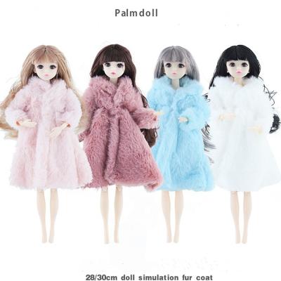 China Mini Toy Whole Sale 30cm BJD Doll Fashion Color Fake Pure Mink Fur Coat Fake Fur Clothes For DIY Dolls for sale