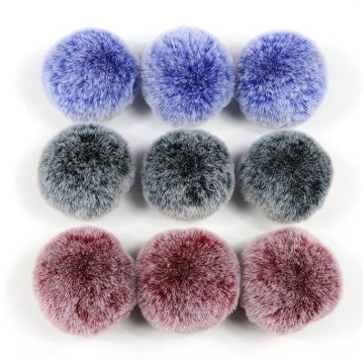 China Lovely Eco-Friendly Faux MOU Rex Rabbit Fur Ball Keychain Smoke Crochet Hat Fox Fur Knitting Detachable Pompoms for sale