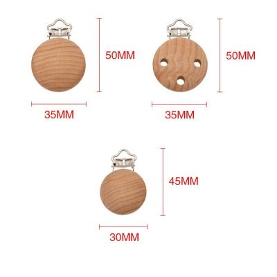 China High Quality Type BPA Free Natural Wood Animal Pacifier Clip Dummy Shape Pacifier Holder Clip for sale