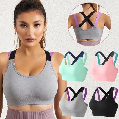 China New Design Breathable Colorful Shockproof Radio Sports Bra GYM Wear Workout Crossover Padded Fitness Sports Bra for sale