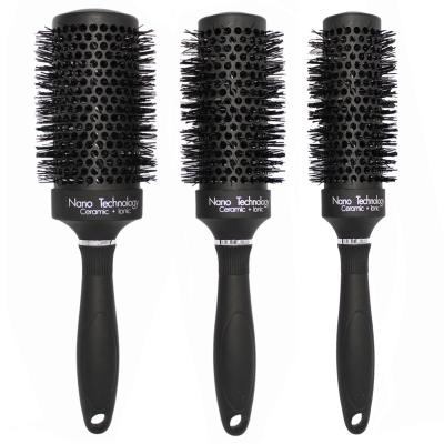 China Professional Cushion Round Brush Ceramic Ionic Thermal Barrel Hair Brush Heat Styling To Dry for sale