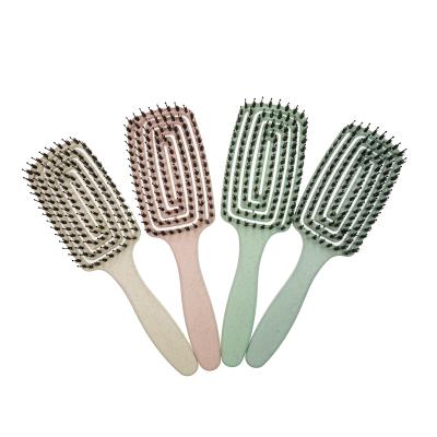 China Waterproof Detangle Brush for Hair Custom Logo Boar Bristle and Nylon Curved Duct Hair Brush for sale