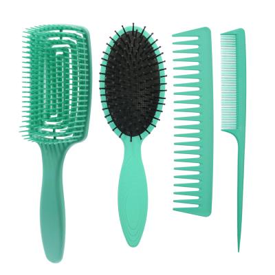 China Hot Selling Waterproof Amazon Detangling Brush Set Flexible Wet Detangling Brush and Comb Massage Hair Scalp Paddle Brush Set for Home Use for sale