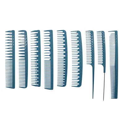 China Blue Fiber Barber Hair Cutting Comb Professional Salon Carbon Set at Home for sale