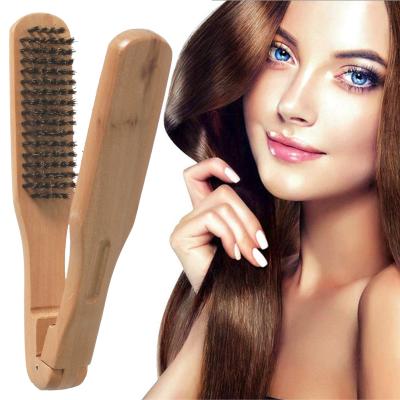 China Waterproof Wooden Boar Hair Brush V Type Natural Bristle Straightening Brush For Hair Straightening for sale