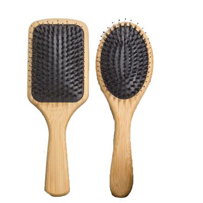 China Paddle Paddle Hair Brush Bamboo Nylon Blended Boar Stiffens Detangling Hair Brush For Scalp Massage for sale