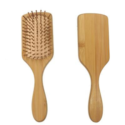 China Cushion Paddle Bamboo Hair Brush With Round Bamboo Bristles Detangling Brush For Scalp Massage for sale