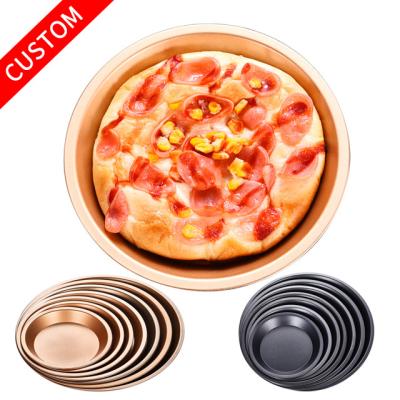 China Custom Logo Viable 6/12 Inch Pizza Pan New Arrival Nonstick Baking Pan Round Pizza Pan Set for Baking for sale