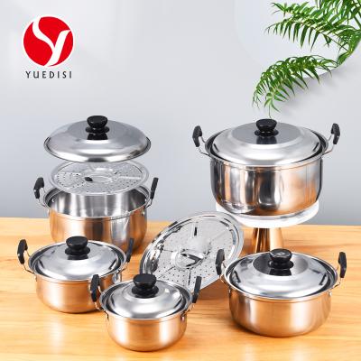 China Customized Sustainable Logo Kitchenware Cooking Pot Set 12 Pcs Stainless Steel Cookware Set for sale