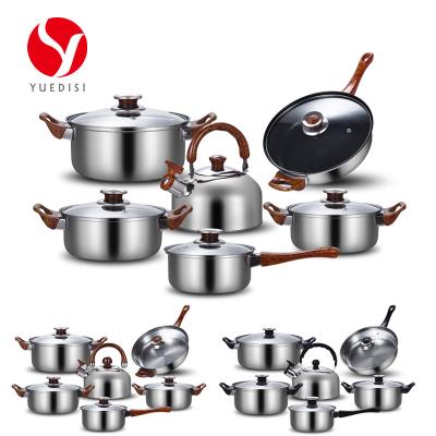 China Sustainable Factory Direct Stainless Steel Cookware 12PCS Set Cooking Pot Set With Water Kettle For Cooking for sale