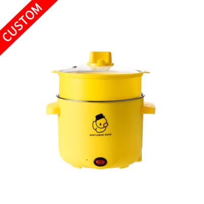 China Cooking Food Custom Logo Mini Electric Cooking Single /Double Layer Hot Pot Electric Rice Cooker Pan Pots Nonstick for sale