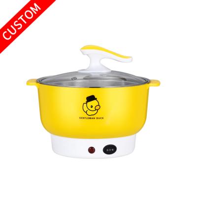 China Cooking Food Custom Cartoon Logo 20cm Mini Electric Hot Pot Electronic Cooking Pot For Home Appliances for sale