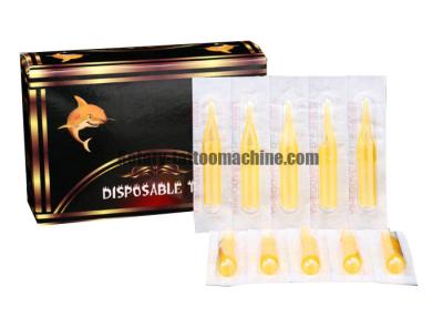 China Plastic Disposable Tattoo Needle Tips , Flat  / Round Open Tattoo Tip Set Yellow Color for sale