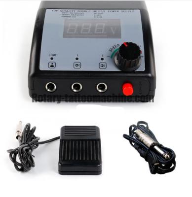 China Black Dual Digital Tattoo Machine Power Supply 3 Digits Display Transformer for sale