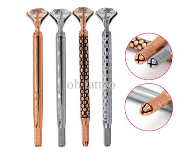 China Manual Hand Piece Microblading Tattoo Pen With Diamond On Top For Hair Like Strokes for sale