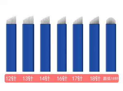 China 12, 13, 14, 16, 17, 18 y 18U agujas disponibles y estéril de Microblading azul del tatuaje en venta