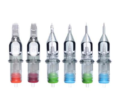 China 0.25mm 0.30mm 0.35mm Disposable Cartridge Needles Tattoo With Transparent Plastic Housing for sale