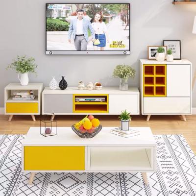 China Anti water Home Living Room Furniture Cabinet Modern TV Stand Coffee Table Set for sale