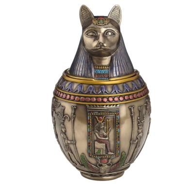 China Viable Rare Egyptian Bronze Mythological Pet Statue Funeral Supplies Cat Memorial Urn Pet Urn for sale