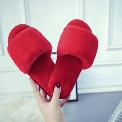 China Fashion Trend Factory Direct Wholesale For Women Winter Slipper Faux Fur Indoor Outdoor Soft Fuzzy Flat Heel Chinese Manufacturer 8230232 for sale