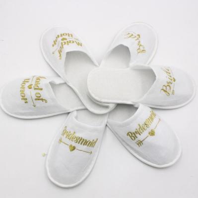 China Wholesale Indoor Women's Gold Bridesmaid Slippers Wedding Slippers T1605 Lit English Letters for sale