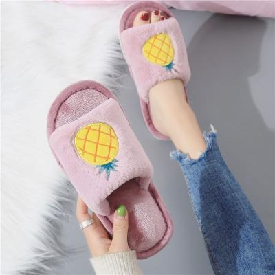 China 2022 Slippers Men Women Cartoon Fruit Embroidery Lightweight Home Ladies Slippers Slip On Fluffy Slippers Fur Flip Flops Pantufa for sale