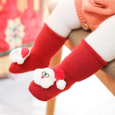 China Warm Knitted Toddler Kids Socks Christmas Floor Socks Winter Cartoon Baby Household Cute Breathable Anti-skid Cotton Socks for sale