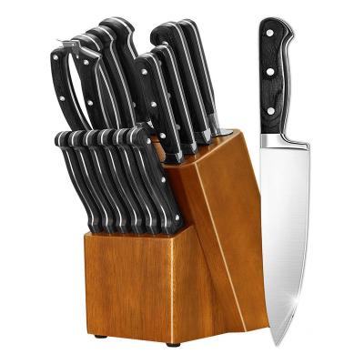 China Viable Hot Sale Professional Chef 16 Pieces Stainless Steel Kitchen Knife Set With Pakka Wood for sale