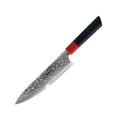 China Chef Kitchen Japanese 8 Inch VG10 Damascus Steel Color Trend Viable Hot Stitching Red/Black Knife With Handle G10 for sale