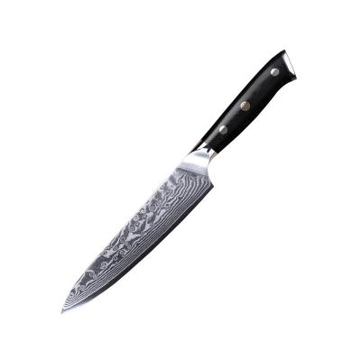 China Sustainable Damascus 5 Inch VG10 67 Layers Carbon Steel Japanese Kitchen Serving Knife With Handle Group Of Ten for sale