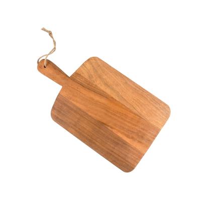 China Sustainable acacia wood cutting board with handle for bread tray pizza tray and meat cutting board for sale