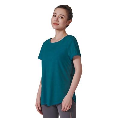 China Ice Silk Elastic Quick Drying Short Sleeves 2023 Customized Large Breathable Yoga Fitness Set Yoga Running Fitness Quick Dried Round Neck Slim Fit Sports T-shirt for sale