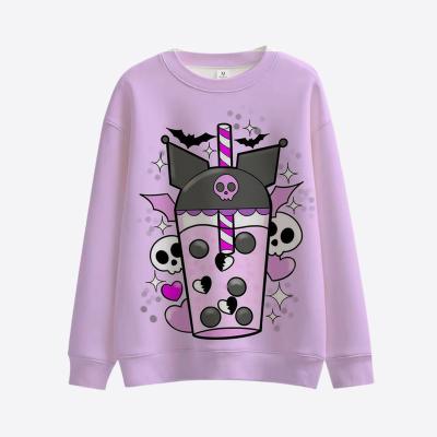 China Stylish urban loose fitting 2023 European and American trade hot spot pattern printed round neck long sleeved sweater for women to make children's T-shirts for sale