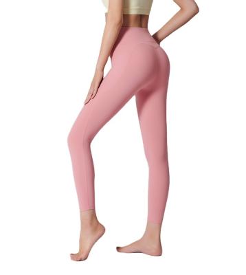 China Breathable High strength ultra-high waist and hip lifting fitness pants with matte tight fitting and shaping peach buttocks, and wearing yo for sale