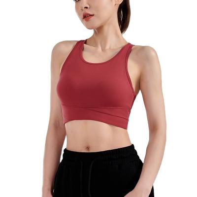 China Breathable Water Drops Back Beauty One Piece Cup Training Fitness Bra Running Shockproof Sports Bra Underwear External Wearing Yoga Tank To for sale