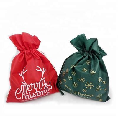 China Wholesale Non Woven Fabric Reusable Drawstring Christmas Eco Shopping Gift Bags Christmas Eco - Friendly Non for sale