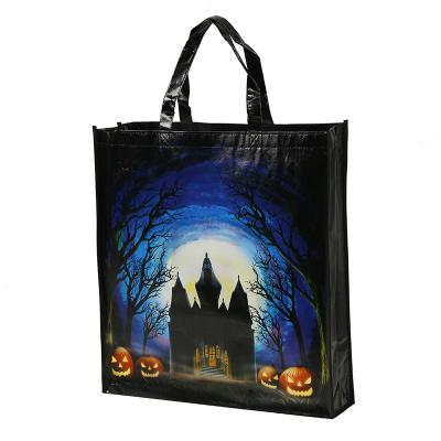 China Eco-friendly High Quality Halloween Printed Candy Woven Bag Custom Logo Big Halloween Gift Bag for sale