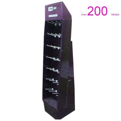 China 350g CCNB + B Flute Corrugated Cardboard Floor Display Stands Super Strong Cardboard With JPEG Hooks For Supermarket Retail Displays for sale