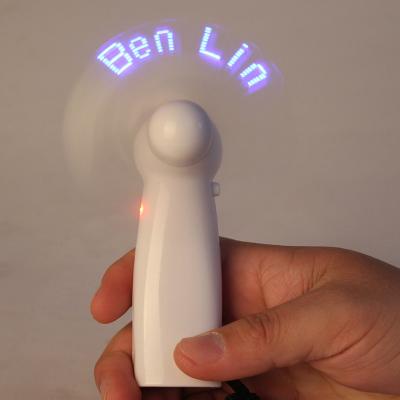 China Plastic Customized USB Rechargeable Handheld Fan With Text , Outdoor Led Electric Display Fan for sale